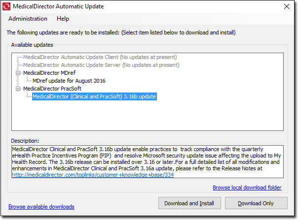 MedicalDirector Automatic Update