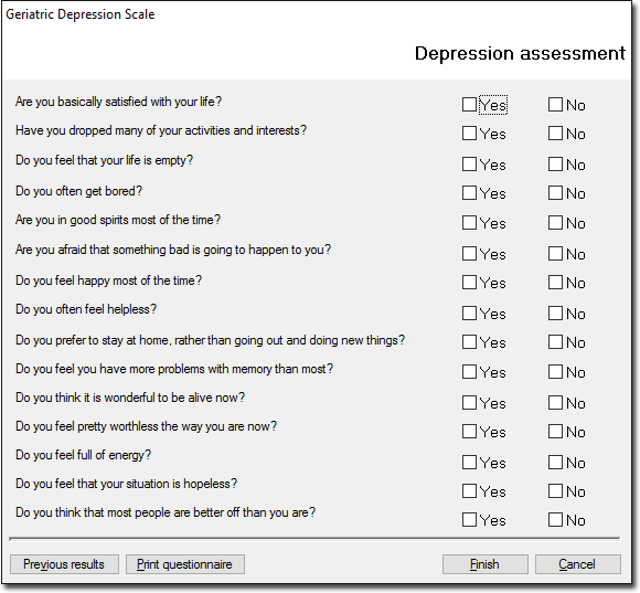 Geriatric depression scale