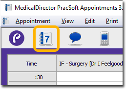 Section of the Appointment Book with the Week icon outlined