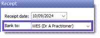 Example Bank to in receipt